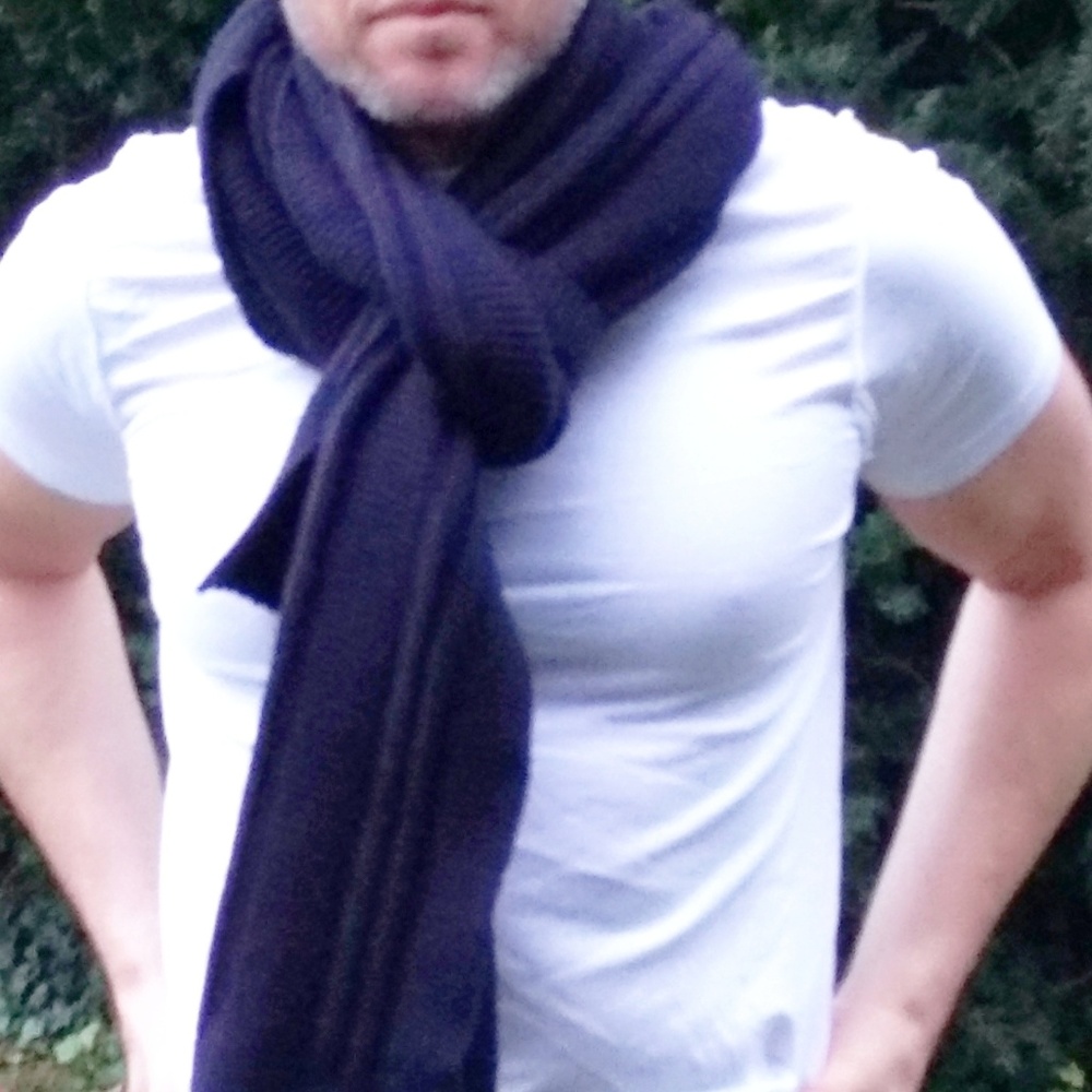 Jack Spade Navy Pollock Ribbed Wool Scarf-New